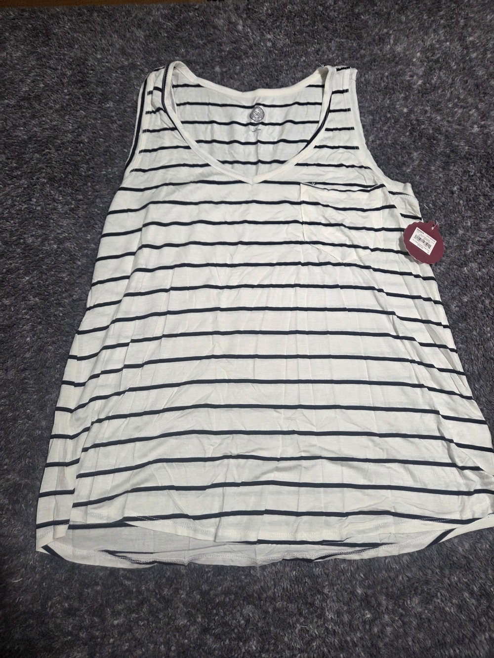 SO Women's White Tank Top with Black Stripes